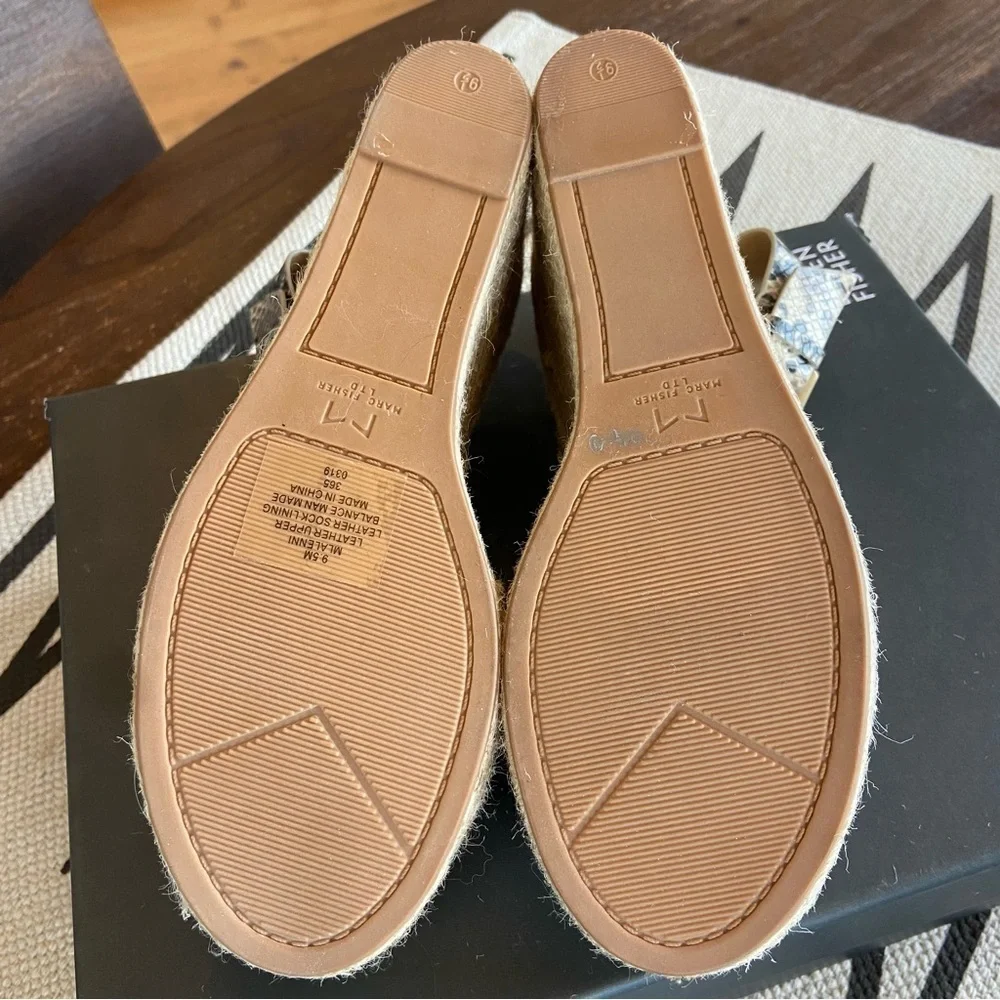 Marc Fisher Wedges Espadrille Snake Print Leather Platform Mlalenni